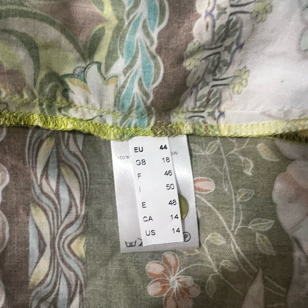 Noen Printed Blouse Plus Size 14 Button Front Patchwork Floral 44 New Bright - Picture 6 of 8